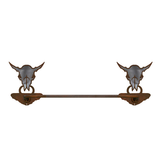 Buffalo Skull Hand Towel Bar Burnished