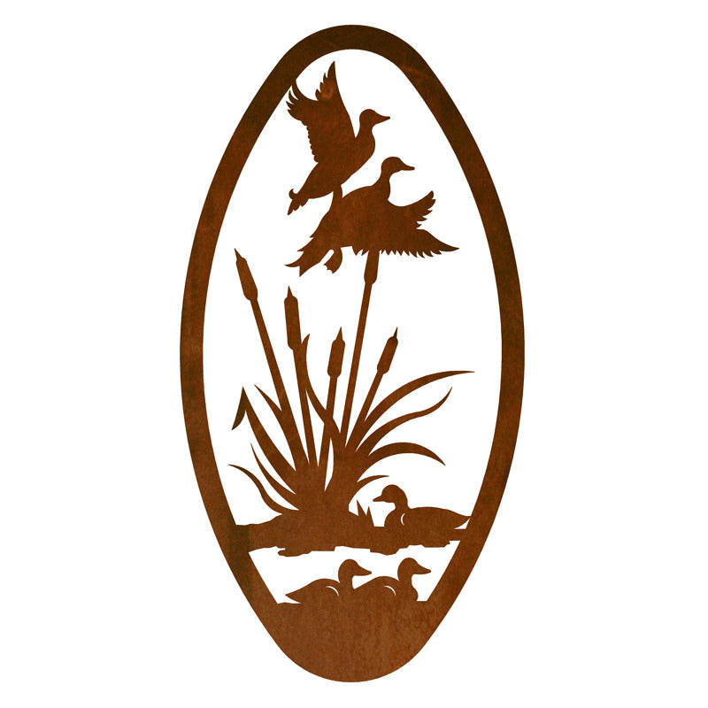 Duck/Cattail Oval Wall Art Vertical