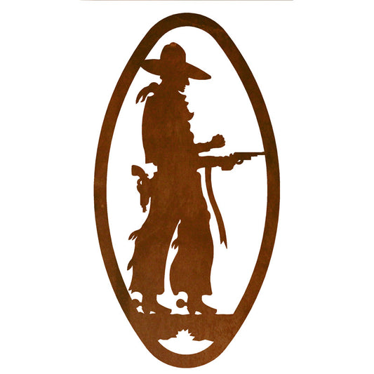 Pistol Cowboy Oval Wall Art Vertical