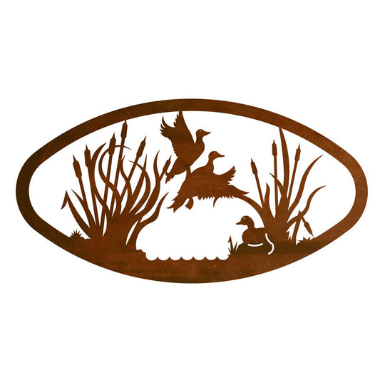 Ducks/Cattail Oval Wall Art Horizontal