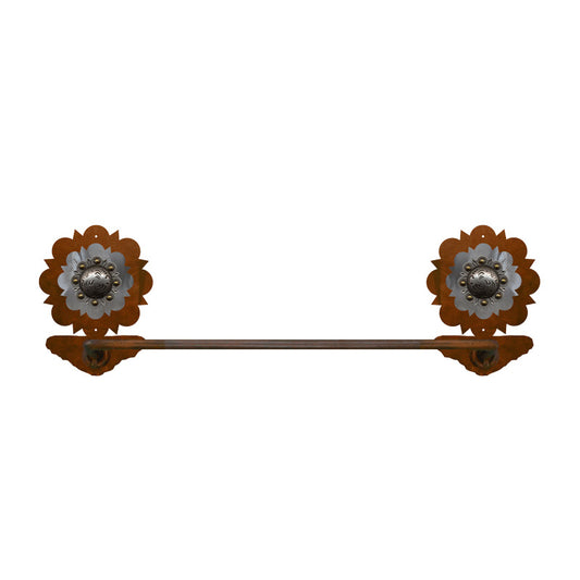 Round Silver Pico Concho Hand Towel Bar