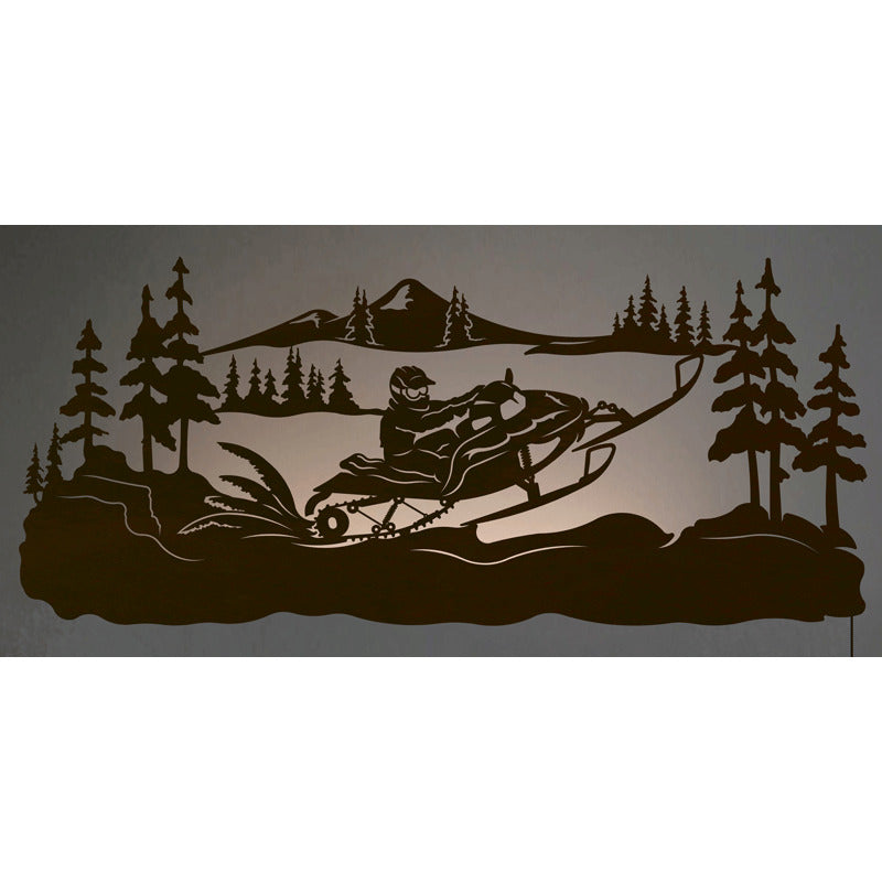 Snowmobiler 42" Back Lite Wall Art