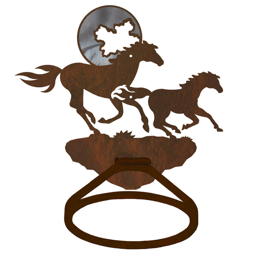 Horse Towel Ring Burnished