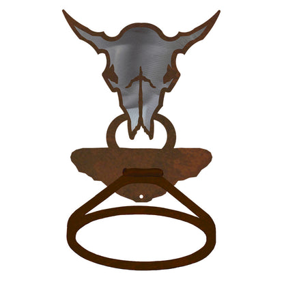 Buffalo Skull Towel Ring Burnished