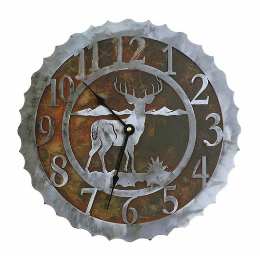 Deer 12" Round Clock