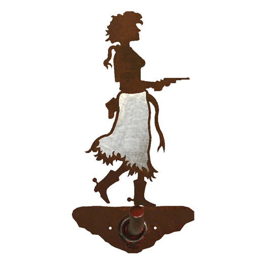 Pistol Cowgirl Robe Hook Burnished