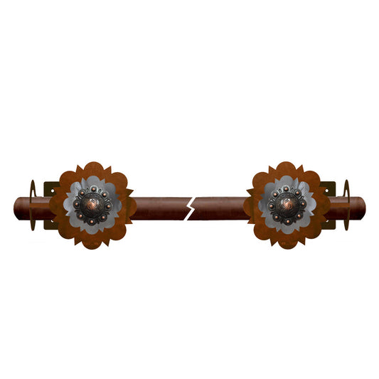 Round Copper Concho Rod Brackets Burnished
