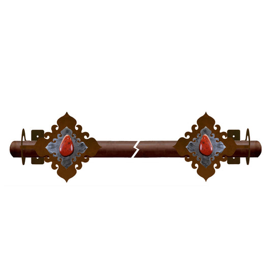 Red Jasper Stone Rod Brackets Burnished