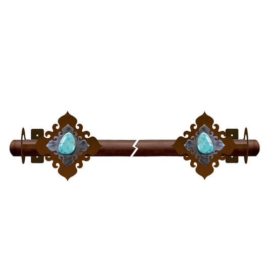 Turquoise Stone Rod Brackets Burnished