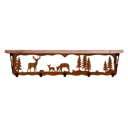 Deer Family 34" Coat Hook Shelf