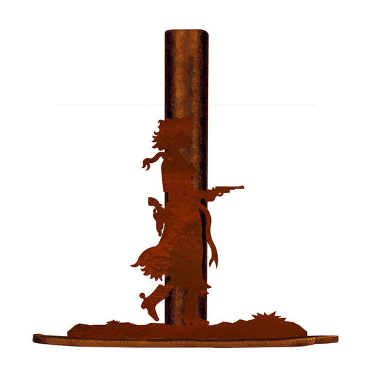 Pistol Cowgirl Paper Towel Stand
